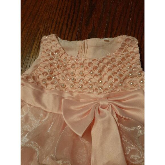 6 Month Pink Embellished Pearls Frilly Layered Formal Special Occasion Dress - Picture 2 of 8